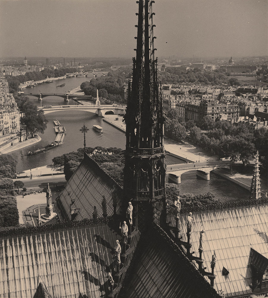 Albert Monier - View of Paris and the Seine Showing Notre Dame and Its Spire and Roof