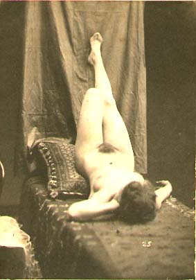 Anonymous - Academic Nude, Reclining with Legs up on Wall