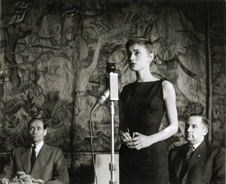 Dominique Berretty - Actress Audrey Hepburn Speaking (with Mel Ferrer in background)
