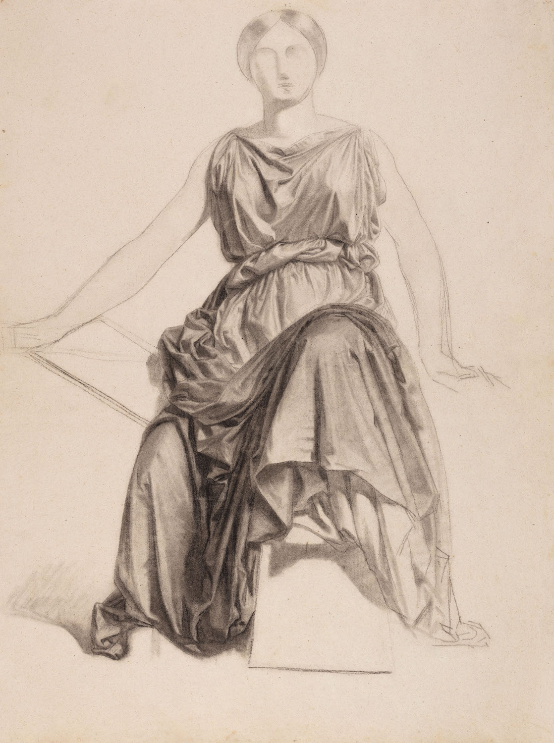 Charles Negre - Figure Drawing of a Woman and the Drapery of Her Dress
