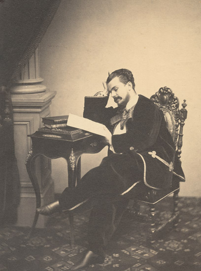 Duc de Massa - Self Portrait Sitting at a Table Reading a Paper