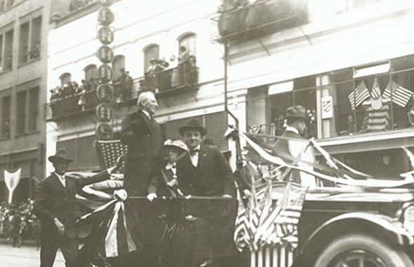 Martin (Spokane WA) - President Woodrow Wilson in Flag-Draped Car in Spokane, WA