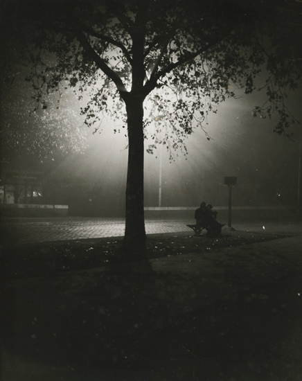 Brassai (possibly) - Couple on Bench at Night, Paris