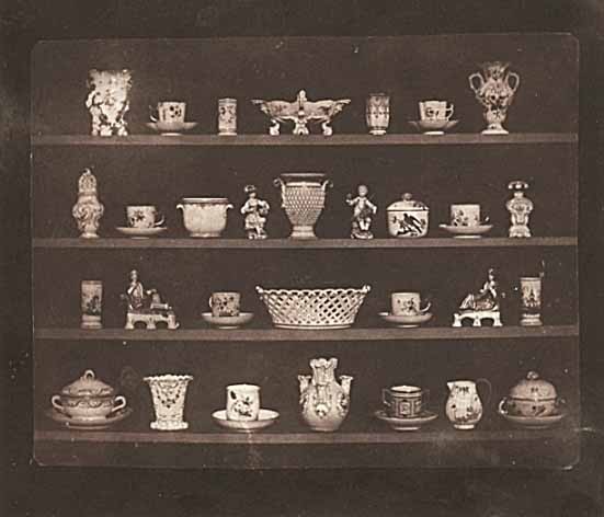 William Henry Fox Talbot. Articles of China, c.1845. Salt print from a calotype negative. Collection of Michael Mattis and Judy Hochberg. William Henry Fox Talbot. Articles of China, c.1845. Salt print from a calotype negative. Collection of Michael Mattis and Judy Hochberg.