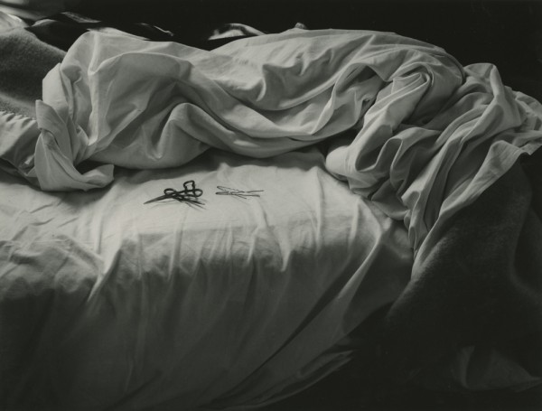 Imogen Cunningham: Unmade Bed. Silver print, 10-3/16 x 13-15/16 in. (259 x 354 mm), 1957/1950-60s, on original mount. A very rare, large and stunning vintage print. Imogen Cunningham: Unmade Bed. Silver print, 10-3/16 x 13-15/16 in. (259 x 354 mm), 1957/1950-60s, on original mount. A very rare, large and stunning vintage print.
