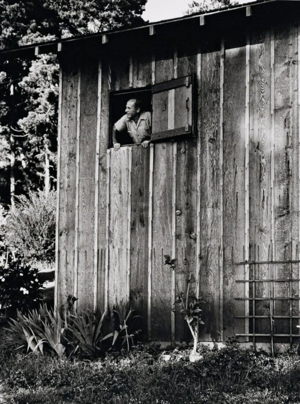 Beaumont Newhall: Edward Weston in his Darkroom Window, Carmel. Silver print, 13-1/8 x 10 in. (333 x 254 mm), 1940/1970s, unmounted. Signed and inscribed in pencil on mount recto below print: Edward Weston 1940 / Beaumont Newhall. (Estimate $1,600-2,800).