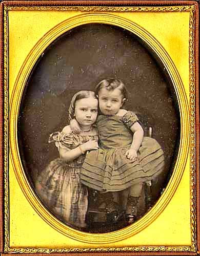 Auction Item: Charles H. Williamson (attributed to): Two Sisters. Daguerreotype (1/2 plate) , 1852c, in full leatherette case. Auction Item: Charles H. Williamson (attributed to): Two Sisters. Daguerreotype (1/2 plate) , 1852c, in full leatherette case.