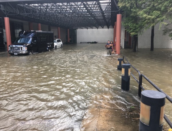 The parking lot and lobby of hotel where Catherine Couturier was staying BEFORE the mandatory evacuation. The parking lot and lobby of hotel where Catherine Couturier was staying BEFORE the mandatory evacuation.