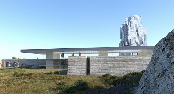 The model of ENSP (the new photography school) facing Gehry's tower. (photo courtesy  ENSP)