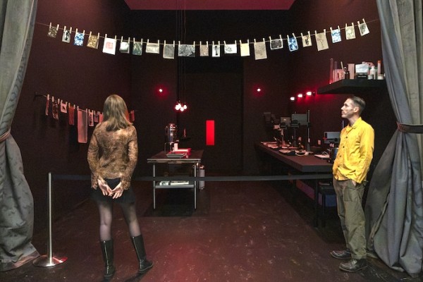 Installation view of a working darkroom. © Copyright Tate Modern (Photo by Larina Annora Fernandes)