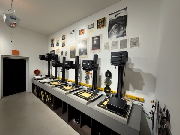 At the center of the Memorial Hall is a meticulous reconstruction of Uelsmann's Gainesville studio and darkroom. His six enlargers, darkroom equipment, books, artwork, and many of the wonderfully strange objects that filled his working spaces have been installed there. (Photo courtesy of Maggie Taylor) At the center of the Memorial Hall is a meticulous reconstruction of Uelsmann's Gainesville studio and darkroom. His six enlargers, darkroom equipment, books, artwork, and many of the wonderfully strange objects that filled his working spaces have been installed there. (Photo courtesy of Maggie Taylor)